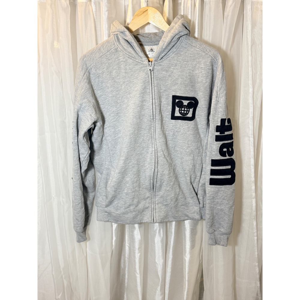Disney Zip Hoodie Adult Small Gray Walt Disney World Authentic Original Est 1971